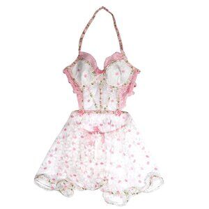 Trashy Lingerie Halter Dress in White Pink Floral